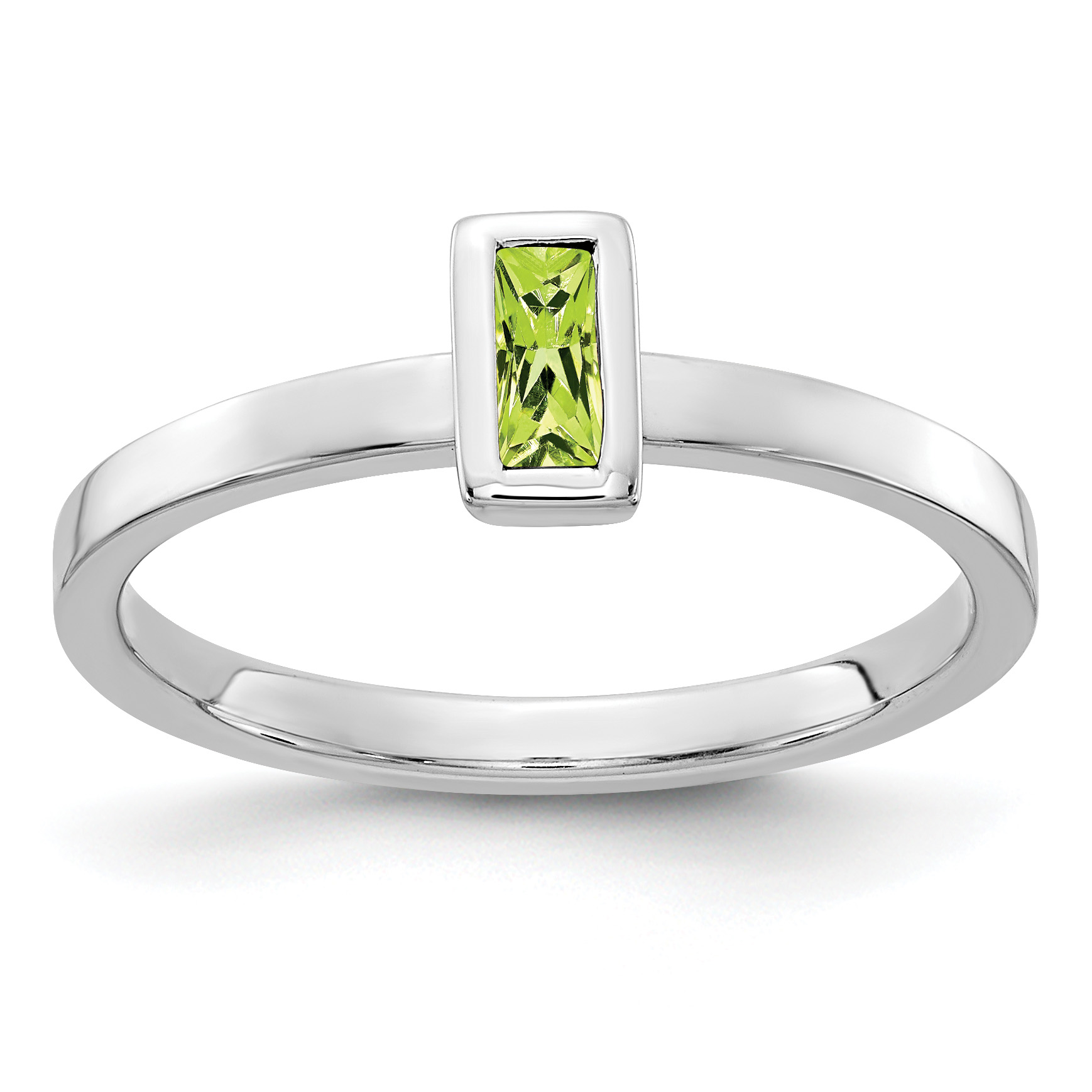 14k White Gold Bezel-set Peridot Ring (RM4329-PE-W)