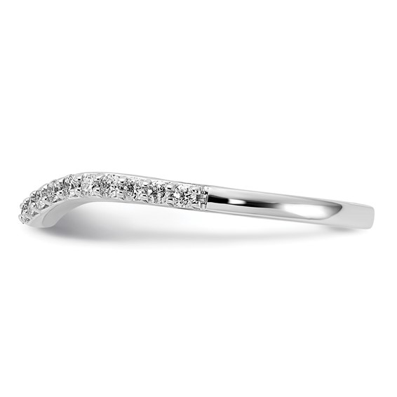 14k White Gold 2mm 1/5 carat Diamond Curved Band