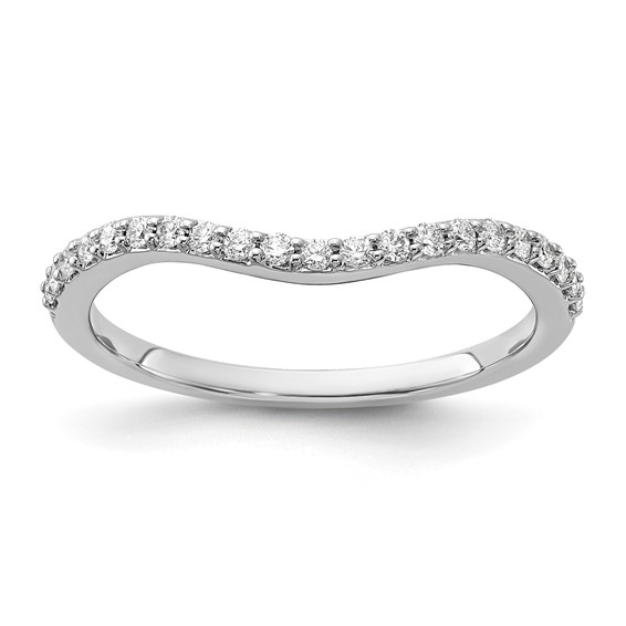 14k White Gold 2mm 1/5 carat Diamond Curved Band