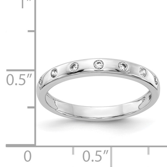 14k White Gold 2mm 7-stone 1/6 carat Diamond Band