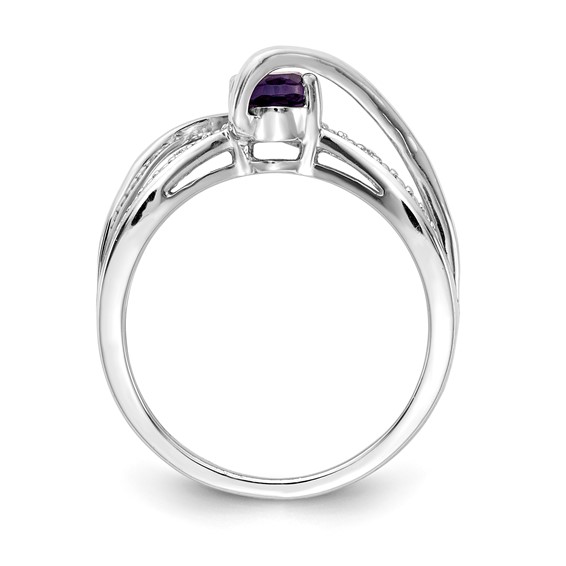 14k White Diamond and Oval Amethyst Twist Ring