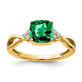 Gold Checkerboard Synthetic Birthstone and Diamond Rings