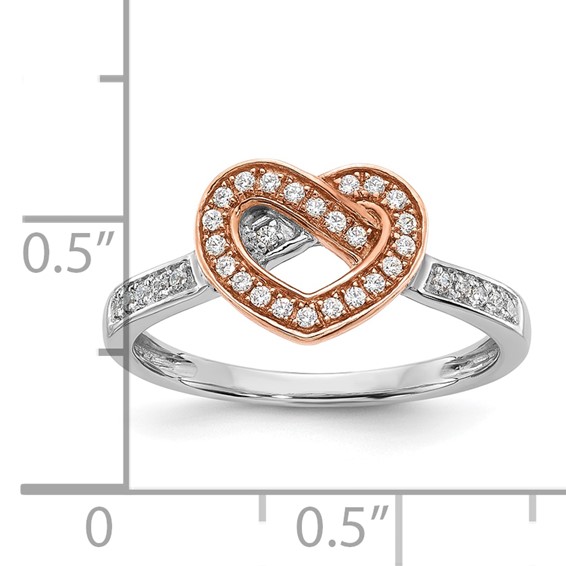 Sterling Silver w/Rose Plate CZ Heart Ring