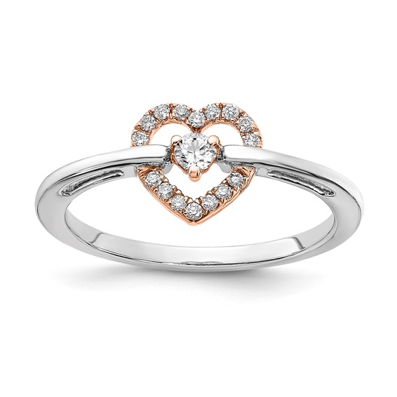 10k Two-tone Heart Diamond Ring