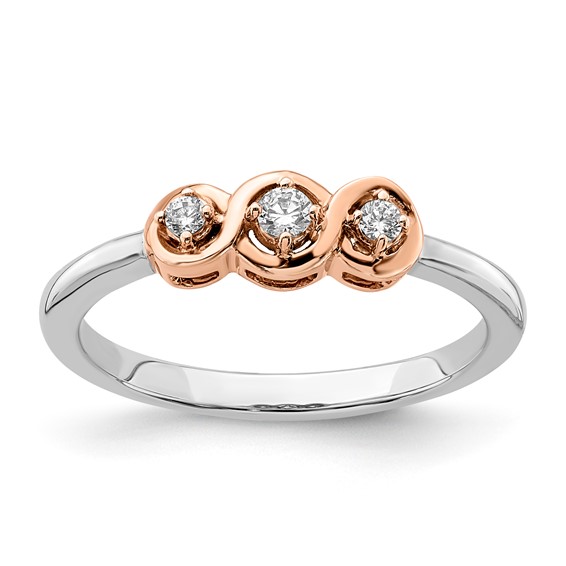 Sterling Silver w/Rose Plate CZ Ring