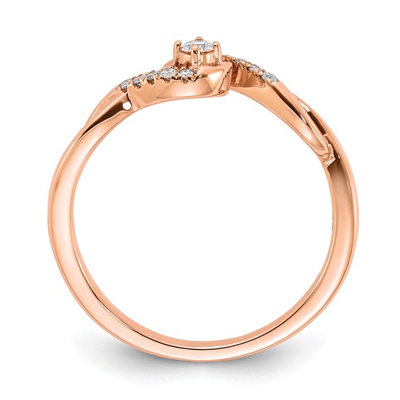 10k Rose Gold Polished Twisted Diamond Ring
