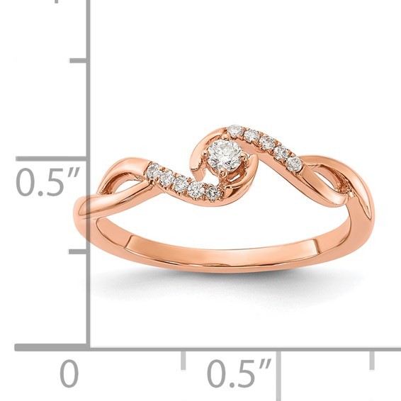 10k Rose Gold Polished Twisted Diamond Ring