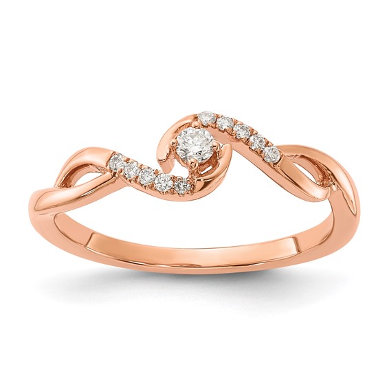 10k Rose Gold Polished Twisted Diamond Ring