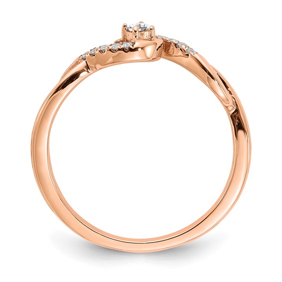 10k Rose Gold Polished Twisted Diamond Ring