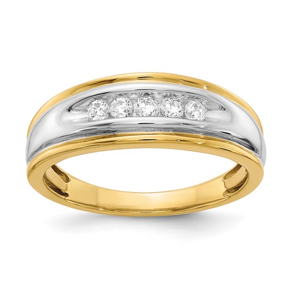 18k Yellow & White Gold Diamond Men's Ring