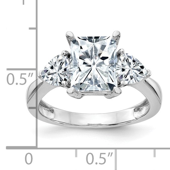 14K White Gold 3-Stone Engagement Ring Mounting