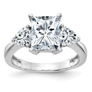 14K White Gold 3-Stone Engagement Ring Mounting