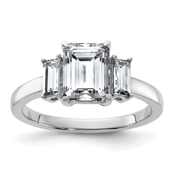 Emerald-Cut 3·Stone Moissanite Rings