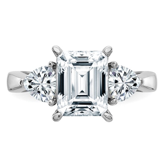 14K White Gold 3-Stone Engagement Ring Mounting