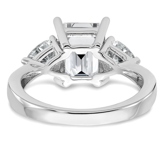 14K White Gold 3-Stone Engagement Ring Mounting