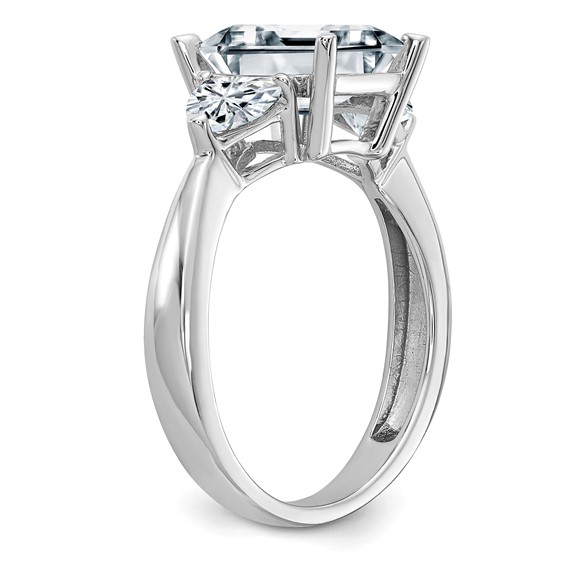 14K White Gold 3-Stone Engagement Ring Mounting