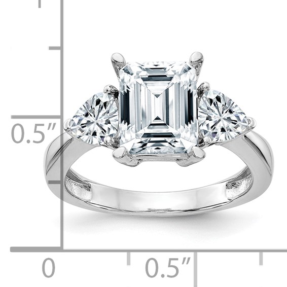 14K White Gold 3-Stone Engagement Ring Mounting