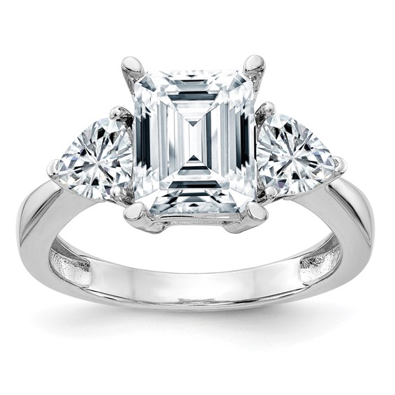 14K White Gold 3-Stone Engagement Ring Mounting