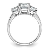 14K White Gold 1.50 Carat Certified Lab Grown Diamond VS+ F+ Emerald Complete Three Stone Engagement Ring view 2
