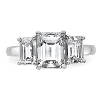 14K White Gold 1.50 Carat Certified Lab Grown Diamond VS+ F+ Emerald Complete Three Stone Engagement Ring view 4