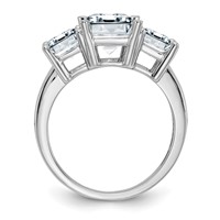 14K White Gold Emerald-cut 3-Stone Engagement Ring Mounting view 2