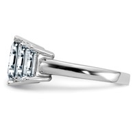 14K White Gold Emerald-cut 3-Stone Engagement Ring Mounting view 4
