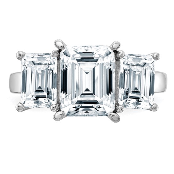 Gold Diamond Emerald-cut 3-Stone Bridal Rings