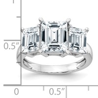 14K White Gold Emerald-cut 3-Stone Engagement Ring Mounting view 3