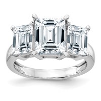 14K White Gold Emerald-cut 3-Stone Engagement Ring Mounting view 1