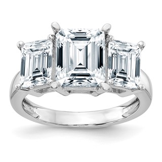 Gold Diamond Emerald-cut 3-Stone Bridal Rings