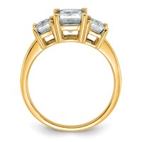 14K Yellow Gold 1.50 Carat Lab Grown Diamond VS+ F+ Emerald Complete Three Stone Engagement Ring view 2