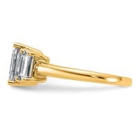 14K Yellow Gold 1.50 Carat Lab Grown Diamond VS+ F+ Emerald Complete Three Stone Engagement Ring view 3