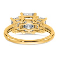14K Yellow Gold 1.50 Carat Lab Grown Diamond VS+ F+ Emerald Complete Three Stone Engagement Ring view 5