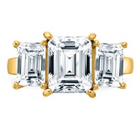 14K Yellow Gold Emerald-cut 3-Stone Engagement Ring Mounting view 5