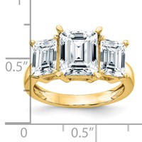 14K Yellow Gold Emerald-cut 3-Stone Engagement Ring Mounting view 3