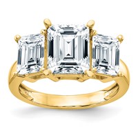 14K Yellow Gold Emerald-cut 3-Stone Engagement Ring Mounting view 1