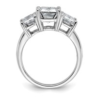 14K White Gold 2.50 Carat Certified Lab Grown Diamond VS+ F+ Emerald Complete Three Stone Engagement Ring view 2