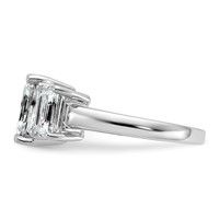 14K White Gold 2.50 Carat Certified Lab Grown Diamond VS+ F+ Emerald Complete Three Stone Engagement Ring view 3