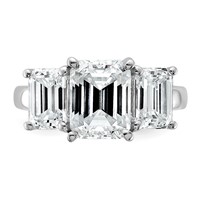 14K White Gold 2.50 Carat Certified Lab Grown Diamond VS+ F+ Emerald Complete Three Stone Engagement Ring view 4