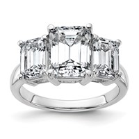 14K White Gold 2.50 Carat Certified Lab Grown Diamond VS+ F+ Emerald Complete Three Stone Engagement Ring view 1