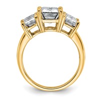 14K Yellow Gold 2.50 Carat Lab Grown Diamond VS+ F+ Emerald Complete Three Stone Engagement Ring view 2