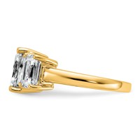 14K Yellow Gold 2.50 Carat Lab Grown Diamond VS+ F+ Emerald Complete Three Stone Engagement Ring view 3