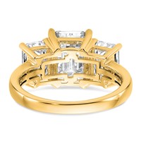 14K Yellow Gold 2.50 Carat Lab Grown Diamond VS+ F+ Emerald Complete Three Stone Engagement Ring view 5