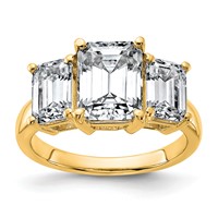 14K Yellow Gold 2.50 Carat Lab Grown Diamond VS+ F+ Emerald Complete Three Stone Engagement Ring view 1