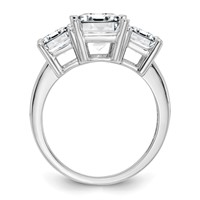 14K White Gold 4.20 Carat Certified Lab Grown Diamond VS+ F+ Emerald Complete Three Stone Engagement Ring view 2