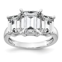 14K White Gold 4.20 Carat Certified Lab Grown Diamond VS+ F+ Emerald Complete Three Stone Engagement Ring view 1