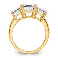 14K Yellow Gold 4.20 Carat Lab Grown Diamond VS+ F+ Emerald Complete Three Stone Engagement Ring view 2