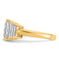 14K Yellow Gold 4.20 Carat Lab Grown Diamond VS+ F+ Emerald Complete Three Stone Engagement Ring view 3