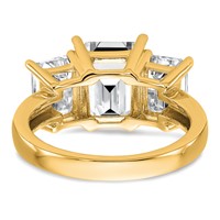 14K Yellow Gold 4.20 Carat Lab Grown Diamond VS+ F+ Emerald Complete Three Stone Engagement Ring view 5