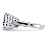 14K White Gold Octagon Radiant 3-Stone Engagement Ring Mounting view 4